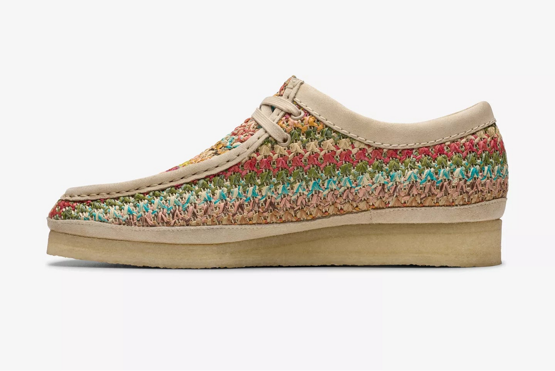 Clarks Originals Wallabees Raffia Lace Up Crepe Sole Shoes Multi Coloured