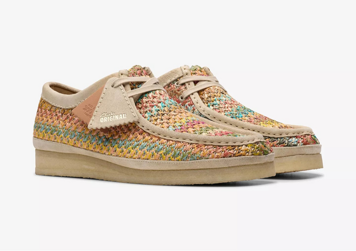 Clarks Originals Wallabees Raffia Lace Up Crepe Sole Shoes Multi Coloured
