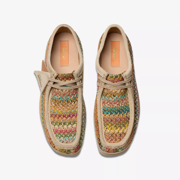Clarks Originals Wallabees Raffia Lace Up Crepe Sole Shoes Multi Coloured