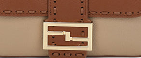Long & Son Ladies Brown/Taupe Designer Inspired Baguette Style Handbag With Removable Handle/Chain