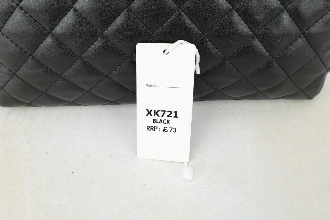 Long & Son Ladies Designer Inspired Quilted Handbag With Chain Strap BLACK