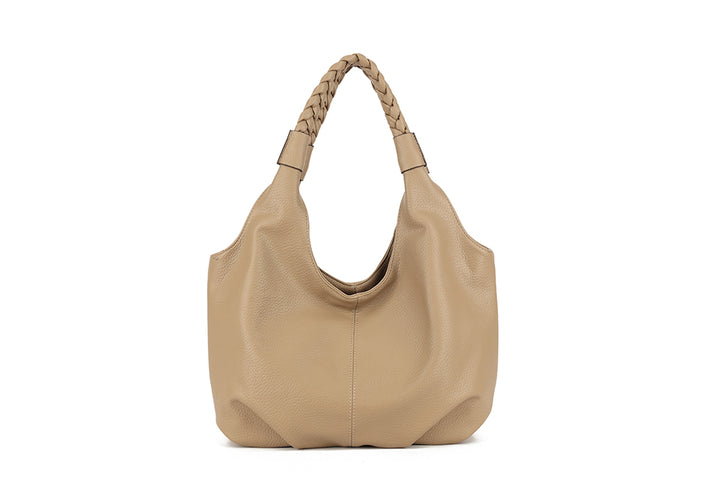 Long & Son Ladies Large Soft Faux Leather Shoulder Handbag Beige