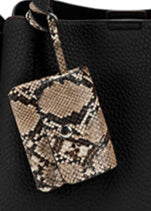 Long & Son Ladies Large Shoulder Bag With Detachable Snake Print Purse & Buckle Detail Black