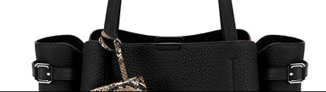 Long & Son Ladies Large Shoulder Bag With Detachable Snake Print Purse & Buckle Detail Black