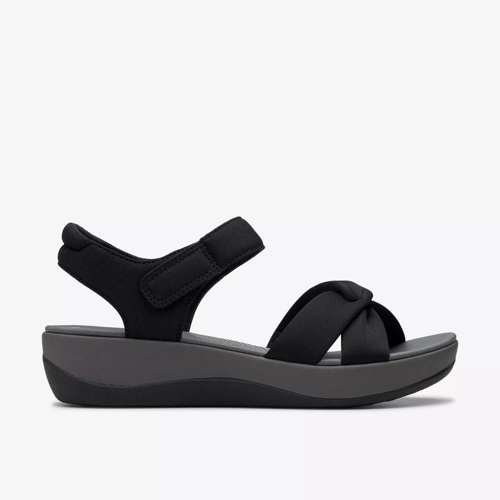 Clarks Cloudsteppers Ladies Washable Light Weight Wedge Cushion Soft Touch Fasten Sandals Black