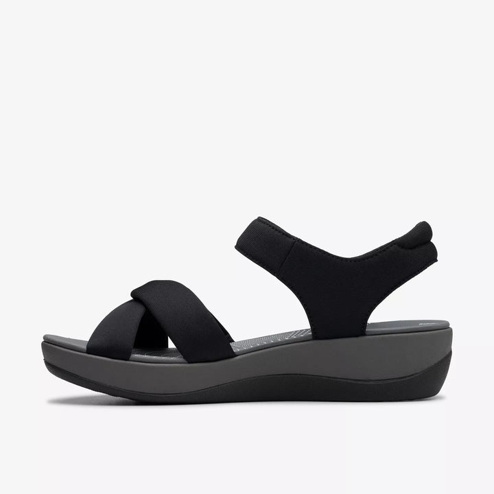 Clarks Cloudsteppers Ladies Washable Light Weight Wedge Cushion Soft Touch Fasten Sandals Black