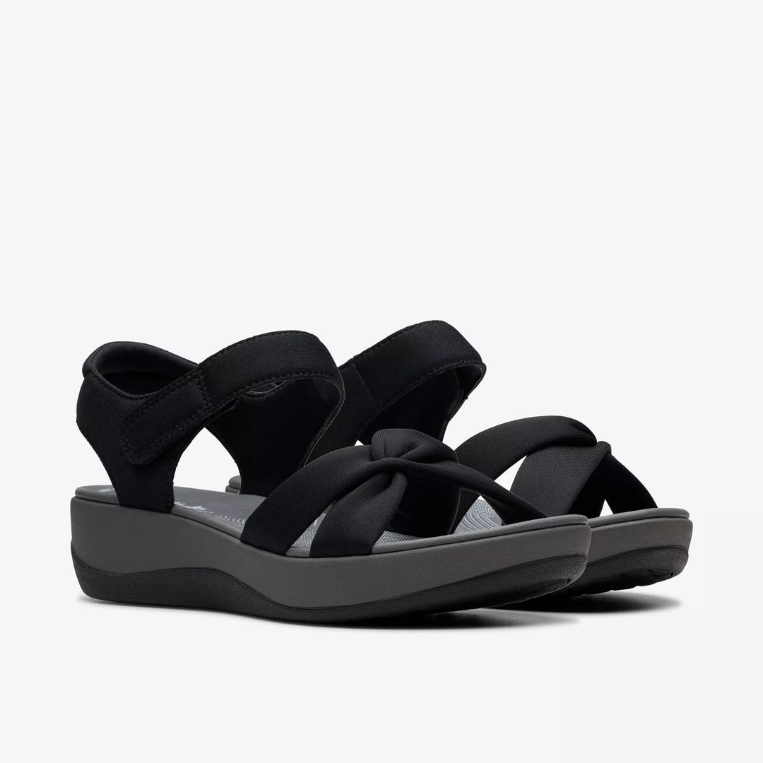 Clarks Cloudsteppers Ladies Washable Light Weight Wedge Cushion Soft Touch Fasten Sandals Black
