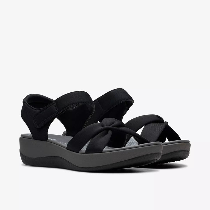 Clarks Cloudsteppers Ladies Washable Light Weight Wedge Cushion Soft Touch Fasten Sandals Black