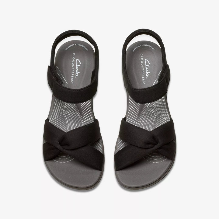 Clarks Cloudsteppers Ladies Washable Light Weight Wedge Cushion Soft Touch Fasten Sandals Black