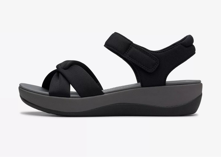 Clarks Cloudsteppers Ladies Washable Light Weight Wedge Cushion Soft Touch Fasten Sandals Black