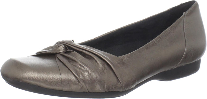 K By Clarks Audry Rose Ladies Wide E Fit Bronze Leather Pump Shoes With Twist Detail