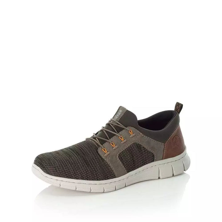 Rieker Antistress B7796 Mens Light Weight Bungee Elasticated Lace Slip On Textile Trainers Green