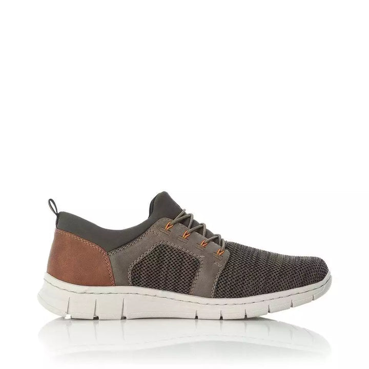 Rieker Antistress B7796 Mens Light Weight Bungee Elasticated Lace Slip On Textile Trainers Green