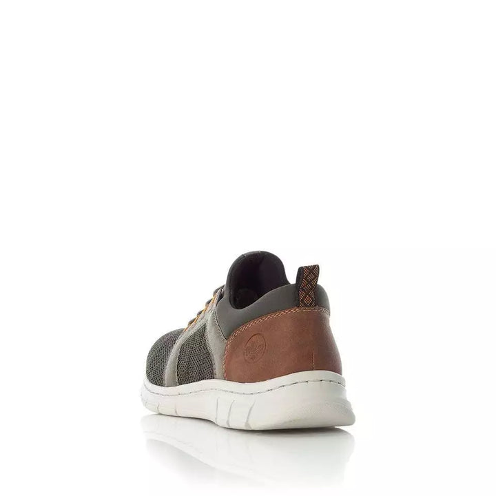 Rieker Antistress B7796 Mens Light Weight Bungee Elasticated Lace Slip On Textile Trainers Green