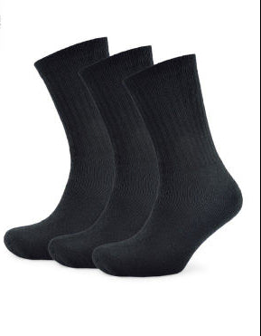 Mens ClAassic Sports Socks 3 Pair Pack One Size Fits All UK 6-12 Plain Black