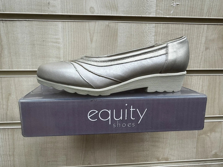 Equity Blenheim Womens EE EXTRA WIDE FIT Beige Leather Flat Pumps Slip On Shoes