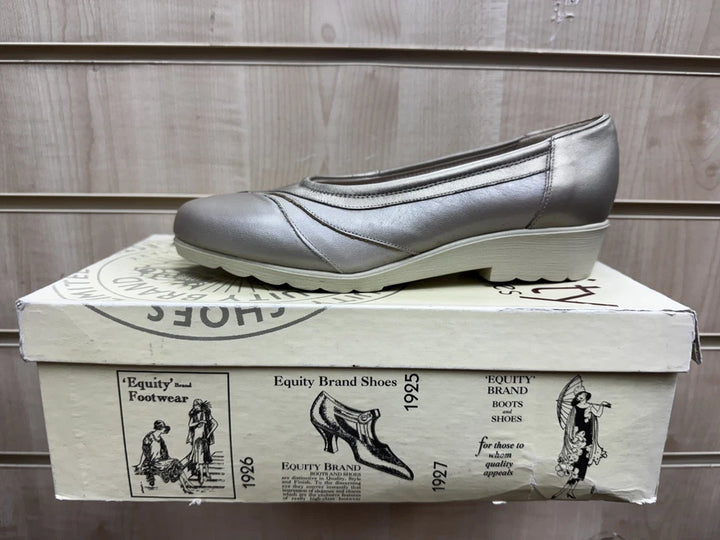 Equity Blenheim Womens EE EXTRA WIDE FIT Beige Leather Flat Pumps Slip On Shoes