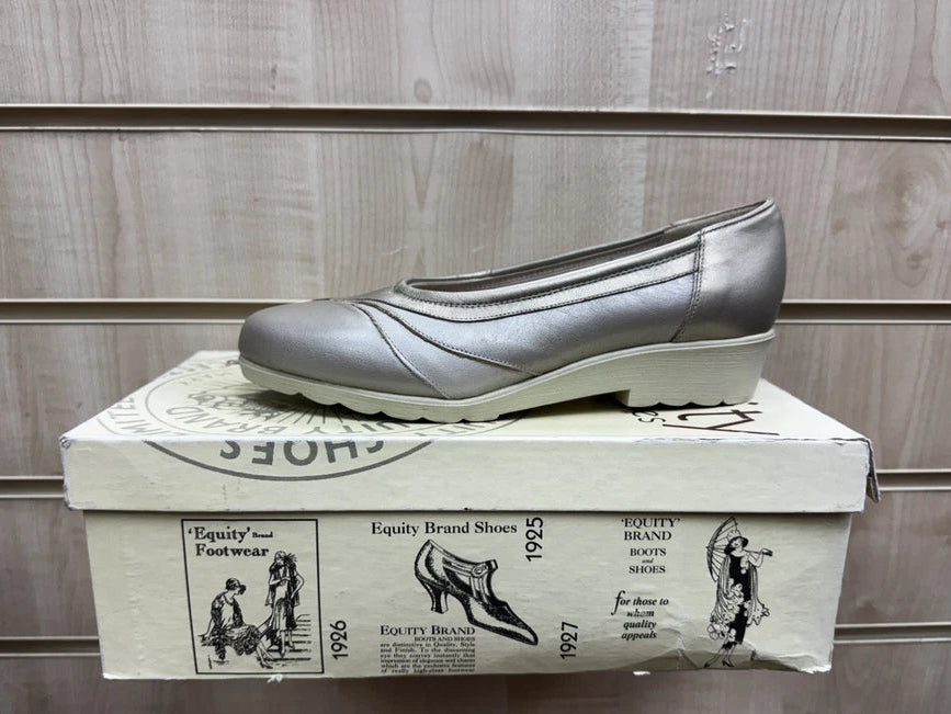 Equity Blenheim Womens EE EXTRA WIDE FIT Beige Leather Flat Pumps Slip On Shoes