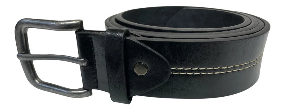 Forest Mens Leather Stitch Detail Belt Upto XXL Black