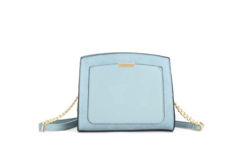 Long & Son Ladies Structured Handbag Crossbody Pockes Adjustable Strap Light Blue