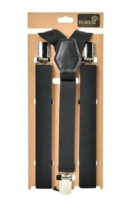 Forest Mens Classic V Back Braces Suspenders  Black One Size