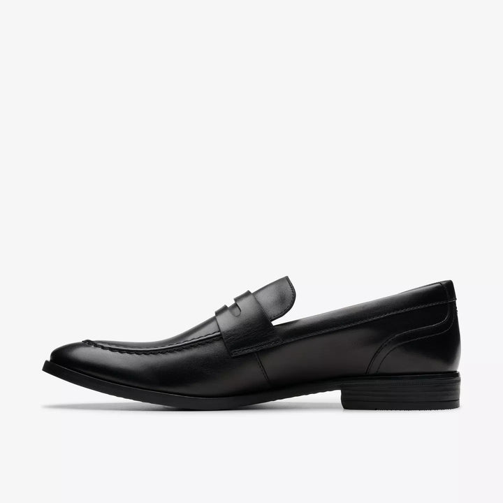 Clarks Signature Brandon Step Mens Smart Leather Loafers G Fit Black
