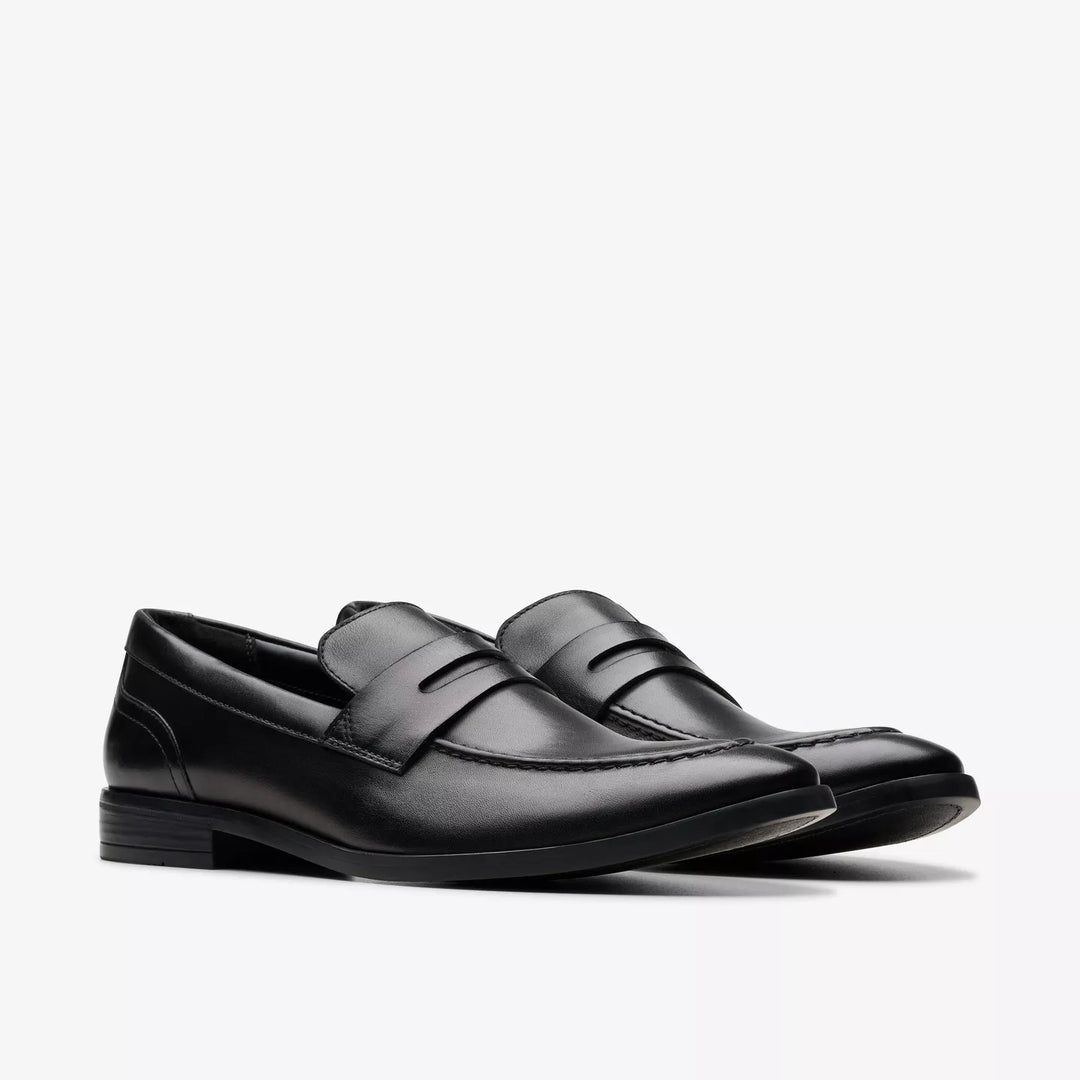 Clarks Signature Brandon Step Mens Smart Leather Loafers G Fit Black