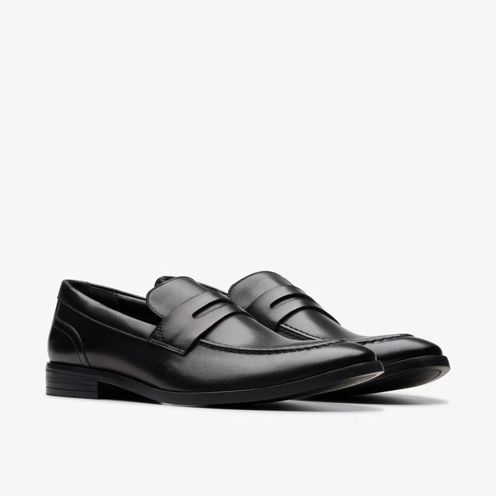 Clarks Signature Brandon Step Mens Smart Leather Loafers G Fit Black