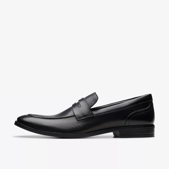 Clarks Signature Brandon Step Mens Smart Leather Loafers G Fit Black