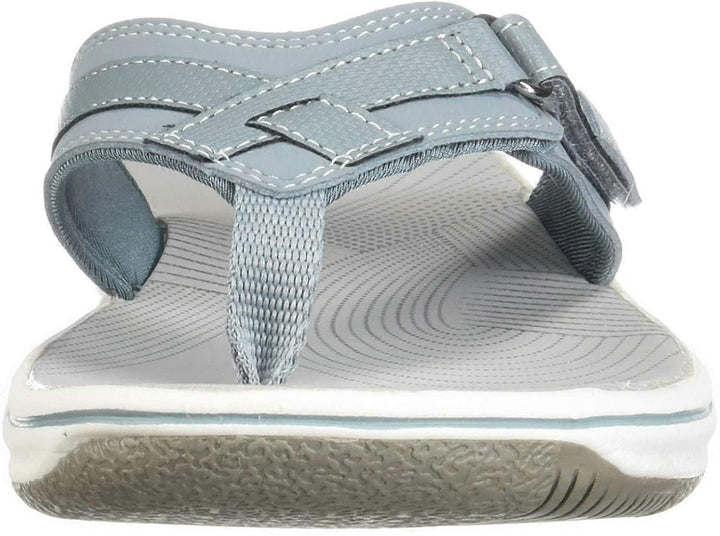 Clarks Brinkley Sea Ladies Adjustable Toe Post Flip Flop Sandals Blue Grey
