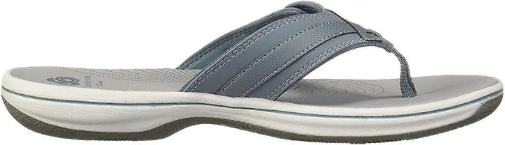 Clarks Brinkley Sea Ladies Adjustable Toe Post Flip Flop Sandals Blue Grey