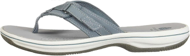 Clarks Brinkley Sea Ladies Adjustable Toe Post Flip Flop Sandals Blue Grey