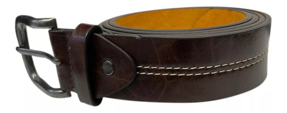 Forest Mens Leather Stitch Detail Belt Upto XXL Brown
