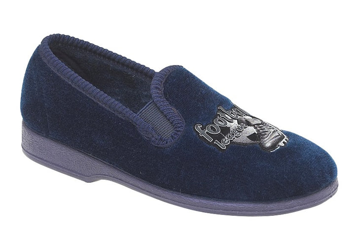 Sleepers Striker Football League Boys Full Slip On Slippers Navy Blue Velour