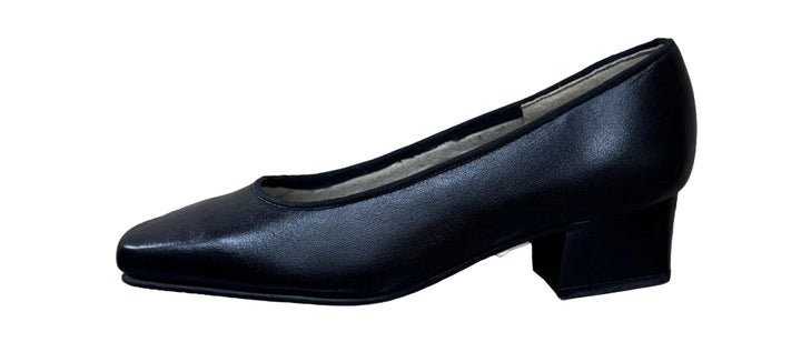Equity Celine Ladies Black Leather Wide E Fit Low Heel Court Shoes From Size 2.5 Vintage Style