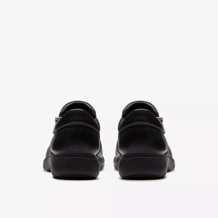 Clarks Artisan Certina Pure Ladies Wide E Fitting Black Grained Leather Walking Shoes With Zip Fastening