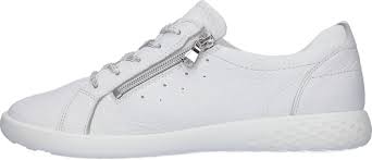 Waldlaufer 947001 H-Cloe Ladies White Leathher Lace Up Shoes With Zip Fastening