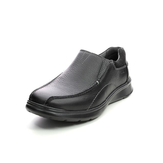 Clarks Cotrell Step Mens WIDE FIT (H) Black Oily Leather Slip On Shoes