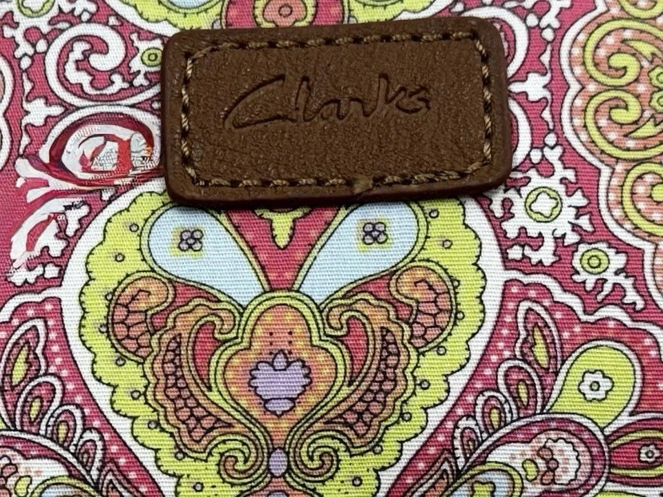 Clarks Small Fabric Make Up Bag Multicoloured Paisley Pattern Zip Fasten Washable