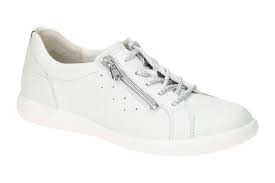 Waldlaufer 947001 H-Cloe Ladies White Leathher Lace Up Shoes With Zip Fastening