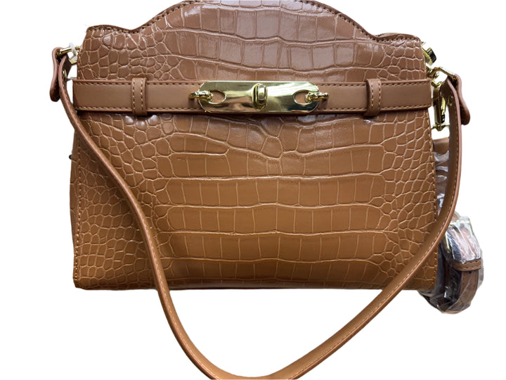 M K Ladies Tan Colour Crocodile Print Classic Handbag With Detachable Straps