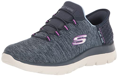 SKECHERS Slip Ins Dazzling Haze Ladies Blue Wide Fit Hands Free Slip On Trainers