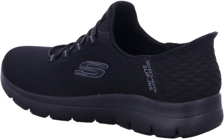 SKECHERS Slip Ins Summits Diamond Dream Ladies All Black Hands Free Slip On Trainers