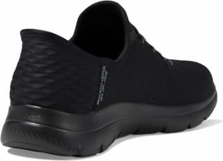 SKECHERS Slip Ins Summits Diamond Dream Ladies All Black Hands Free Slip On Trainers