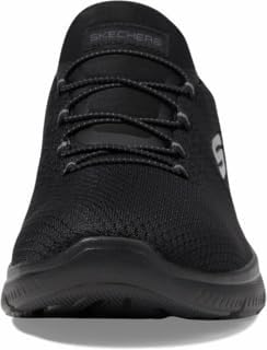 SKECHERS Slip Ins Summits Diamond Dream Ladies All Black Hands Free Slip On Trainers