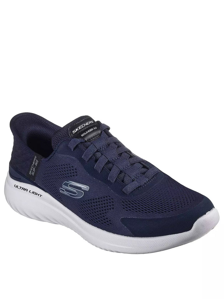 Skechers Slip Ins Bounder Emerged 2.0 Bungee Hands Free Vegan Slip On Trainers Navy Blue