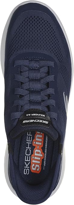 Skechers Slip Ins Bounder Emerged 2.0 Bungee Hands Free Vegan Slip On Trainers Navy Blue
