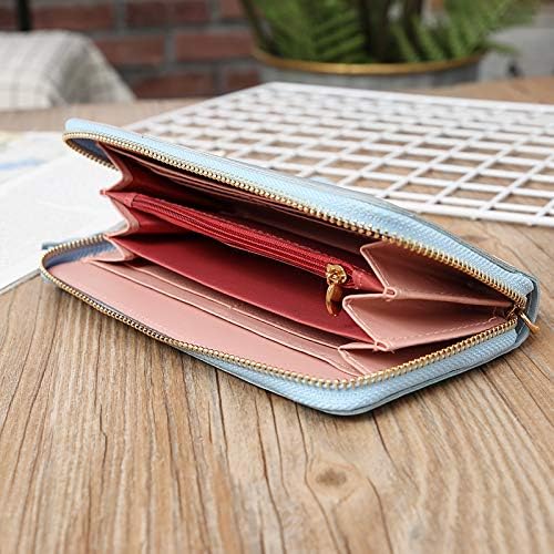 LADIES LARGE CLUTCH PURSE WITH DETACHABLE WRIST STRAP BABY BLUE COMBINATION