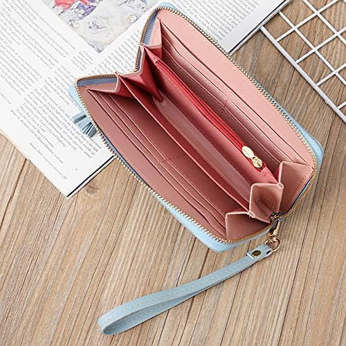 LADIES LARGE CLUTCH PURSE WITH DETACHABLE WRIST STRAP BABY BLUE COMBINATION
