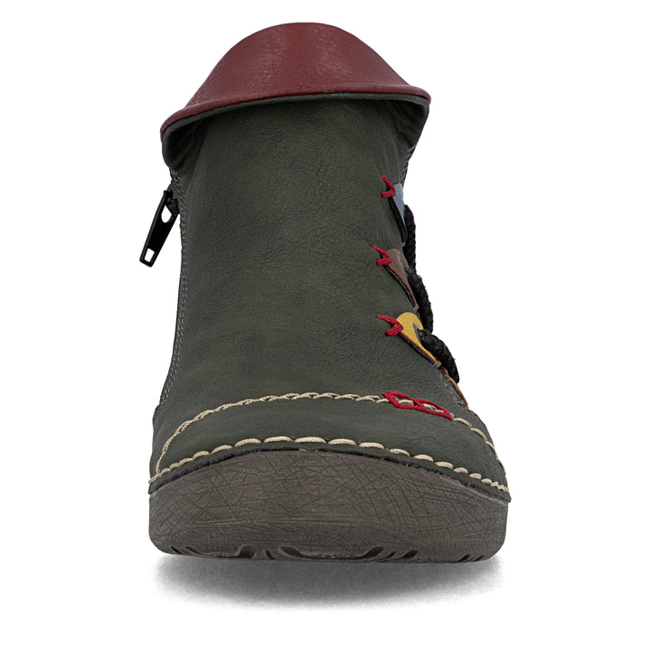 Rieker Ladies 72581  Olive Green Wide fit Zip up Walking Casual Boots with Warm Lining